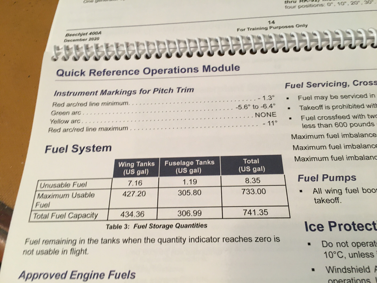 BeechJet 400A Quick Reference Operations Booklet Manual