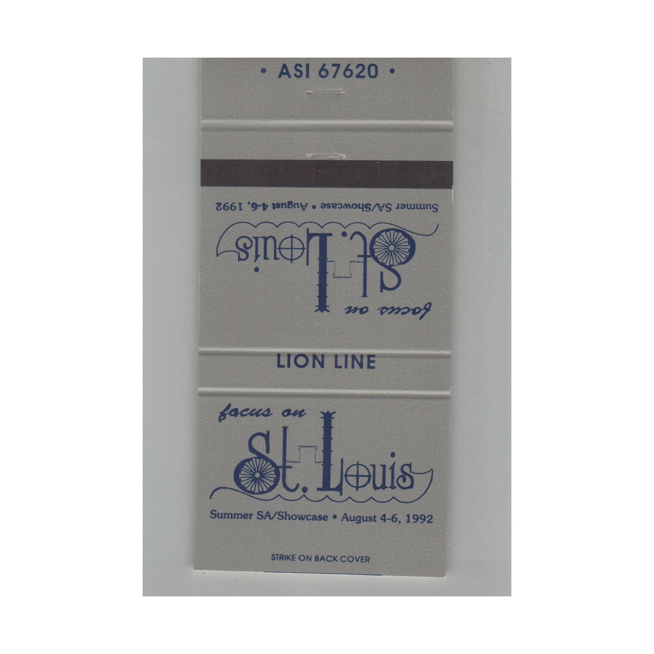 Matchbook Cover St. Louis Focus on Lion Line