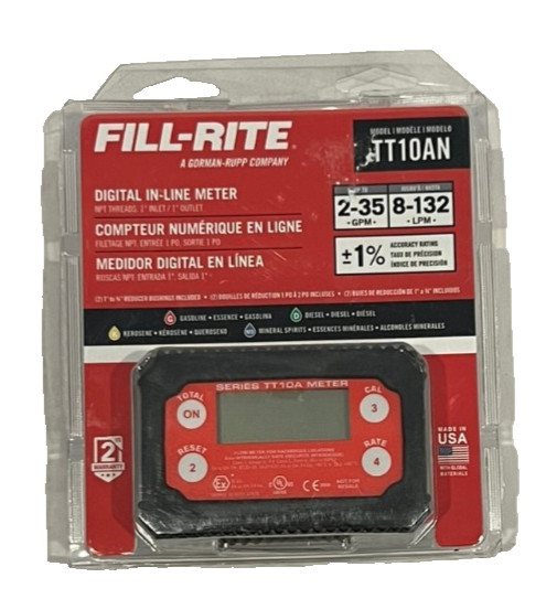 Fill-Rite TT10AN Digital In-Line Fuel Meter 1 in NPT 2-35 GPM New Open Box