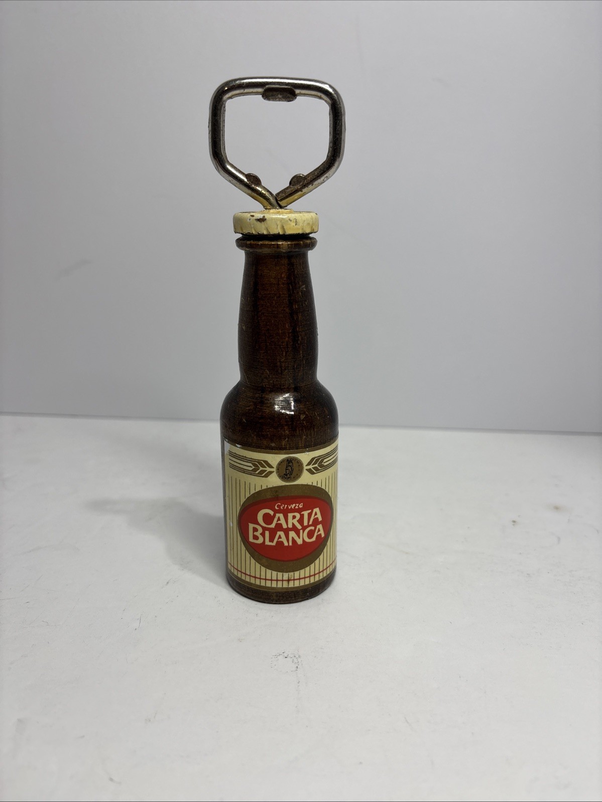 Vintage Mexican Beer Cerveza Carta Blanca Beer Bottle Opener WOOD