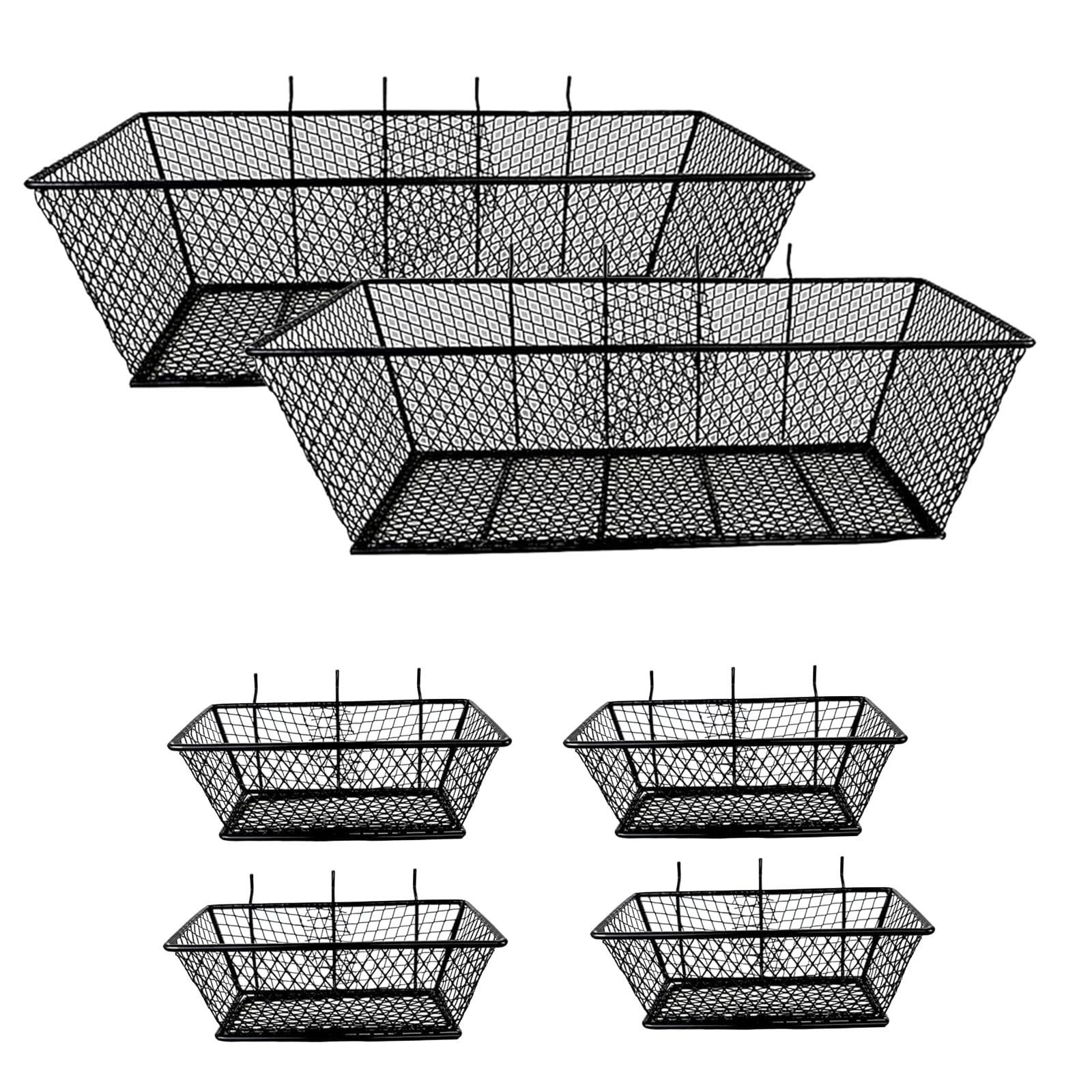 Pegboard Baskets Bins Set 6 Pack 2 Size Metal Pegboard Baskets Black Metal Wi...