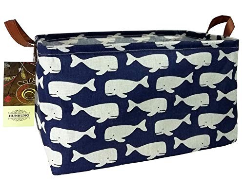 Rectangle Storage Basket Cute Canvas Organizer Bin for Pet/Children whale