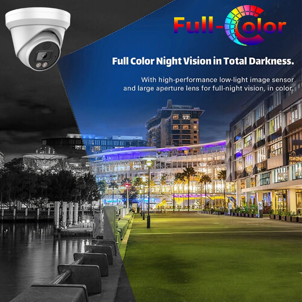 Vikylin 4K 8MP PoE Full Color Night Vision IP Camera Outdoor Metal 2 way Audio