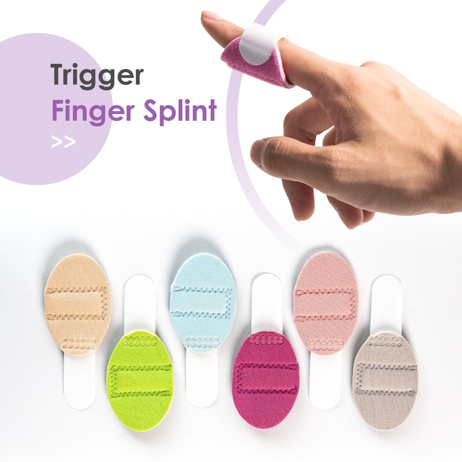 6 Pcs Colourful Trigger Finger Splints, Finger Sleeves for Finger Support and...