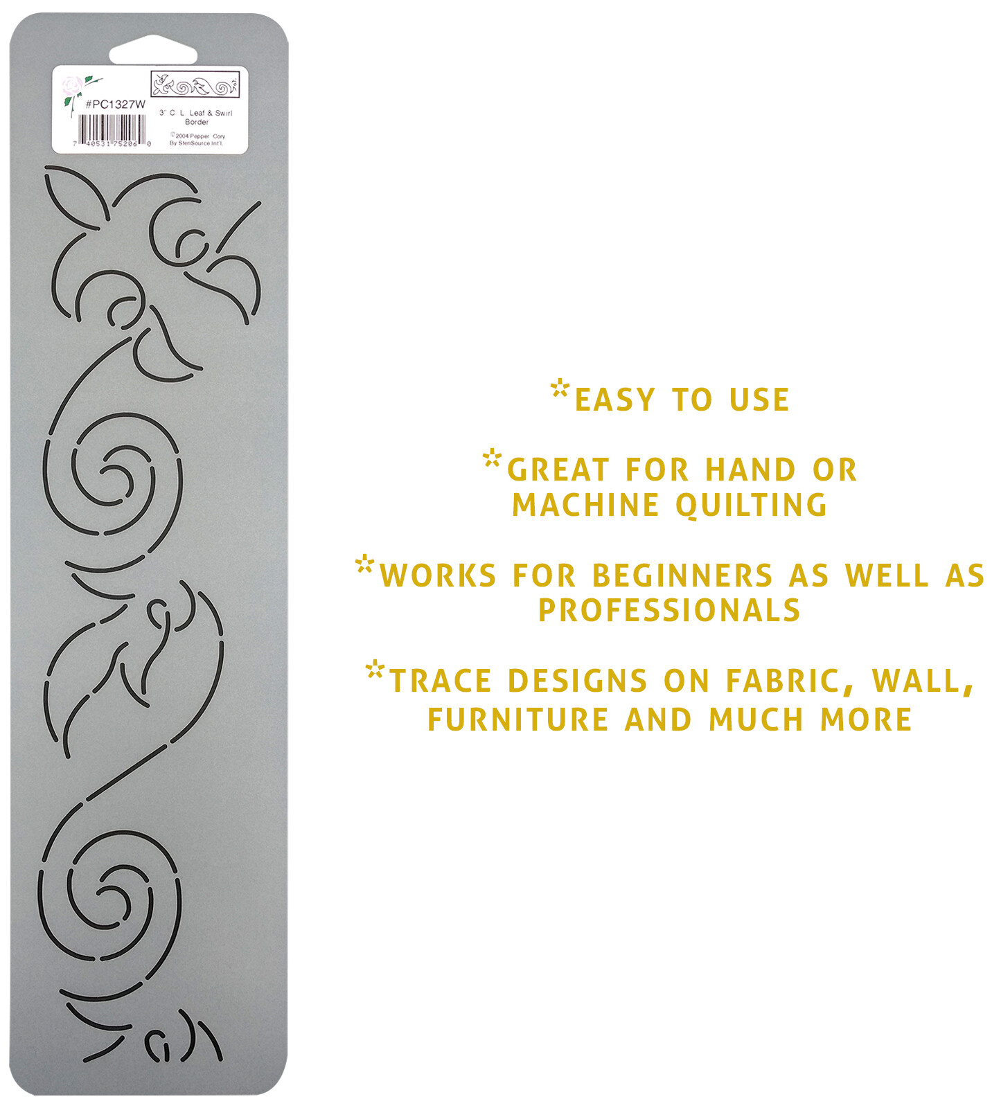 Border Quilting Stencil Swirl Leaf Floral Quilt Pattern 3" Quilters Template