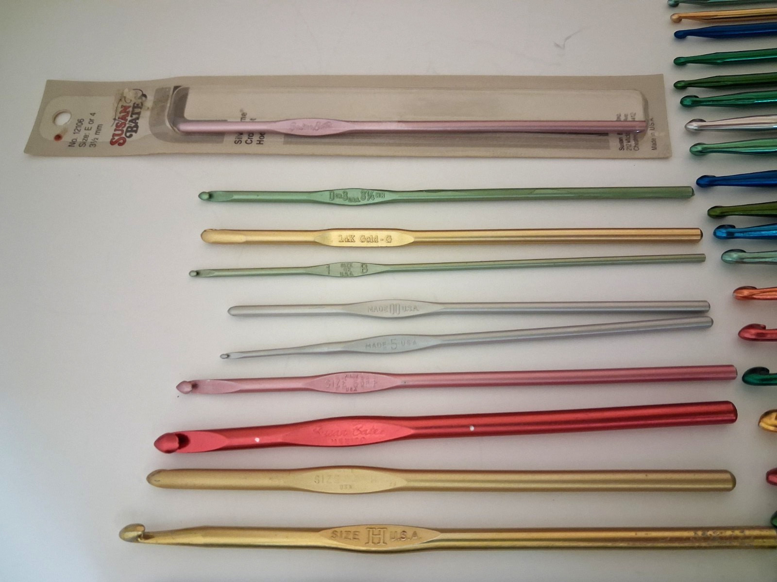 Vintage Crochet Hooks Lot of 42 Aluminum Bates, Boye Oxmoor