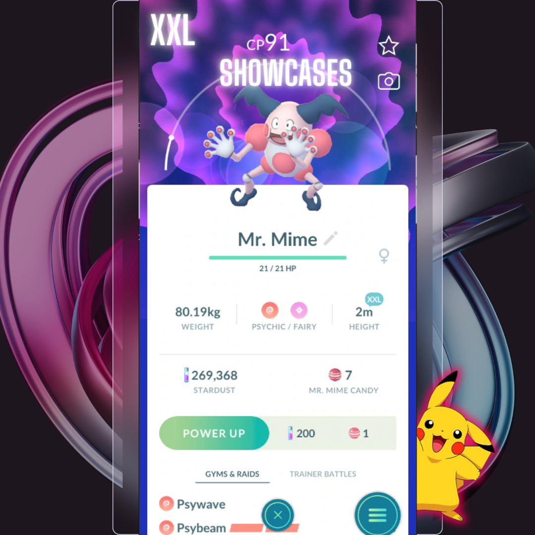 Mr. Mime  XXL , Size 1.96 m to 2 m + to win Showcases, Pokemon Trade Go ✨