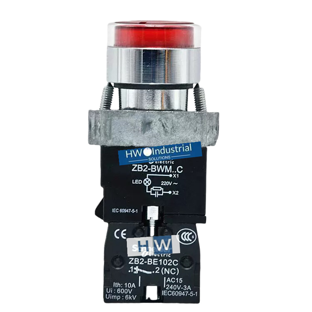 2/Piece NEW XB2BW34M2C XB2-BW34M2C 220V Red with Light Self Reset Button Switch