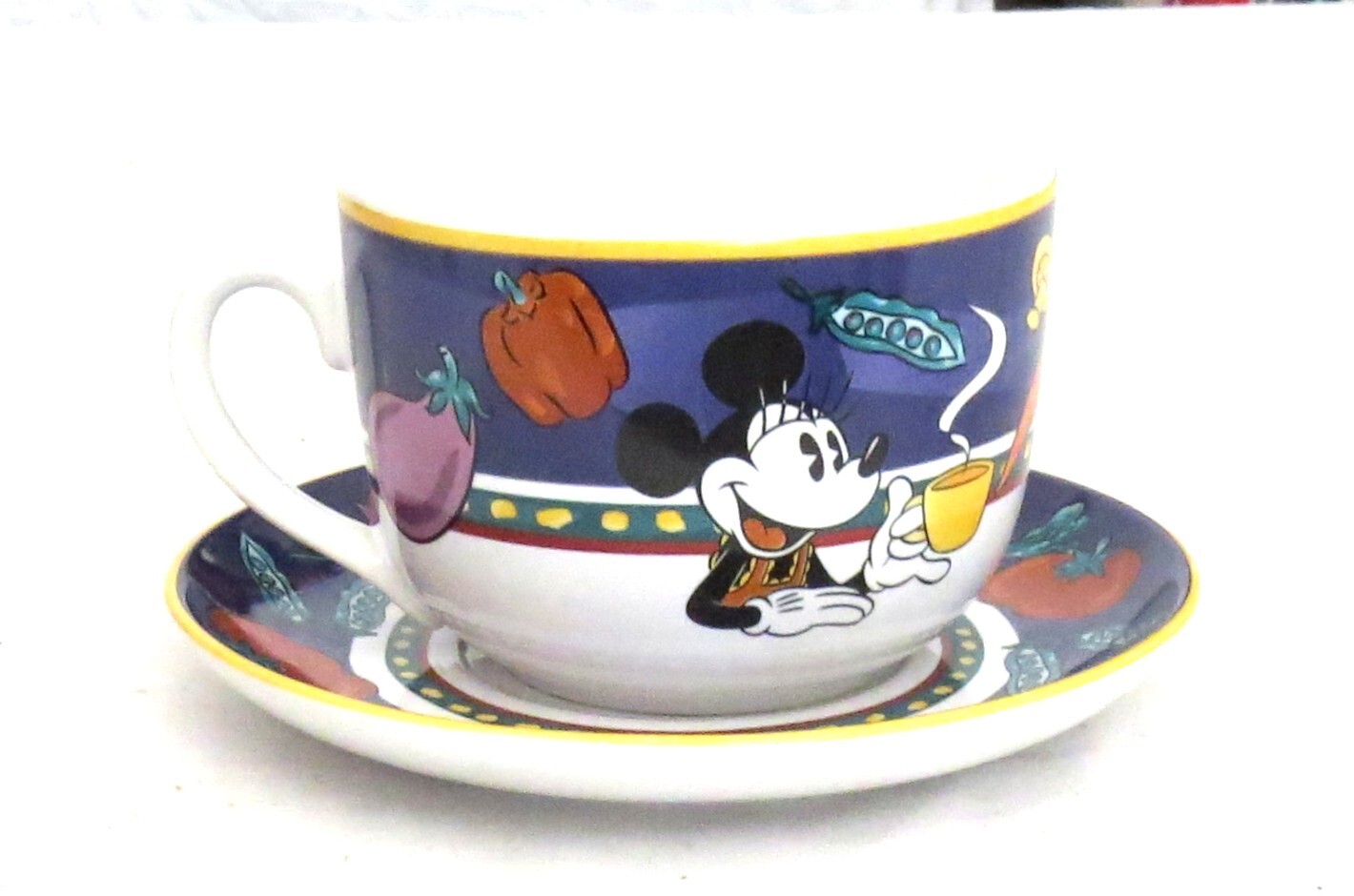 Disney Mickey Mouse Vegetables Large Breakfast Soup Cup & Saucer