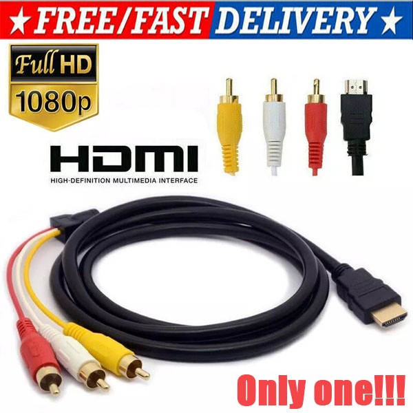 1080P HDMI Male to 3 RCA S-video AV Audio Cable Cord Adapter for TV HDTV DVD US