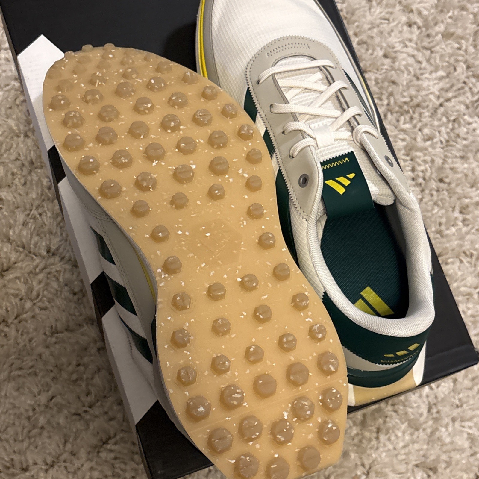 Adidas S2G 24 Men's Golf Shoes Spikeless - White / Green/ Yellow JI4030 Size 12