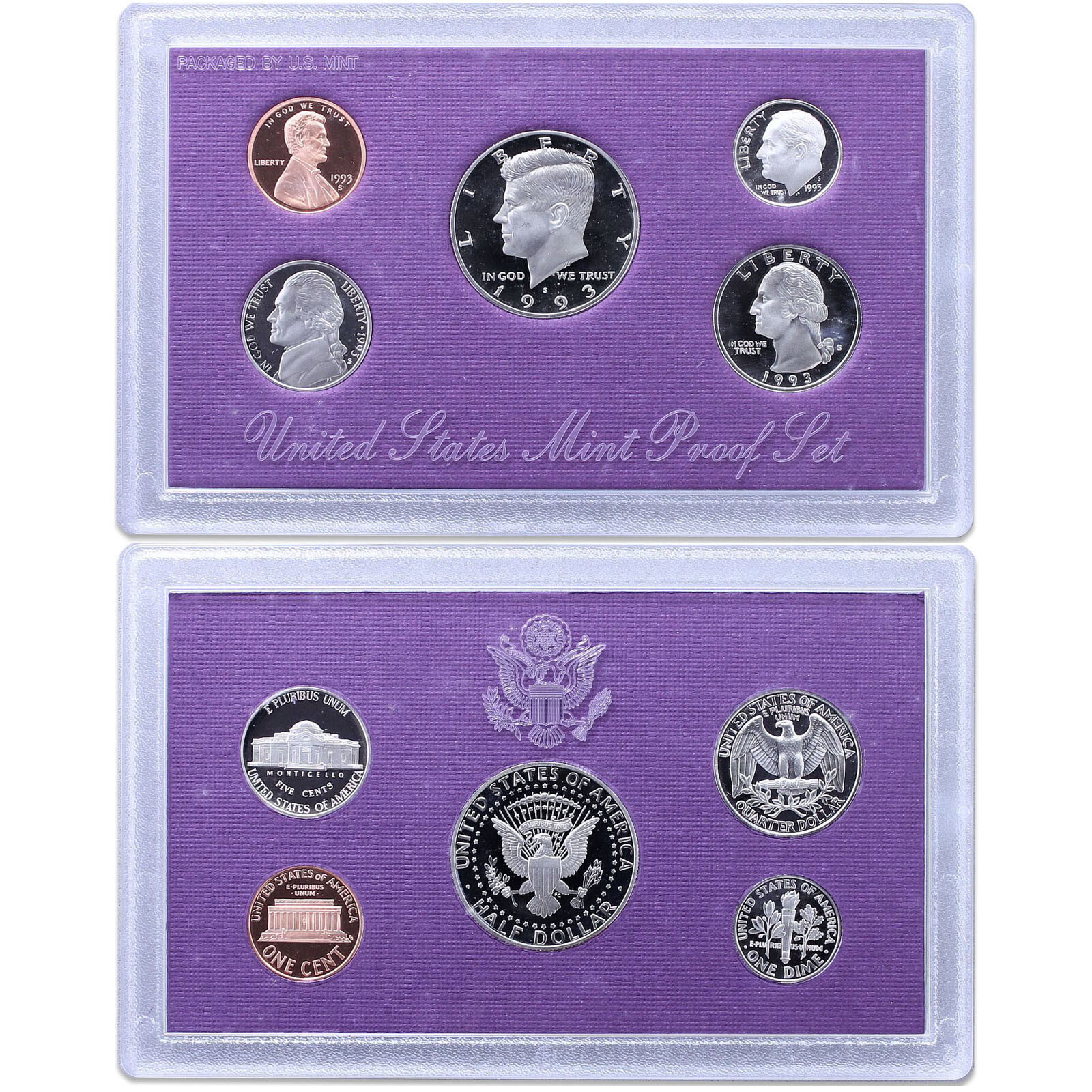 1993 S Proof Set Original Box & COA 5 Coins CN-Clad