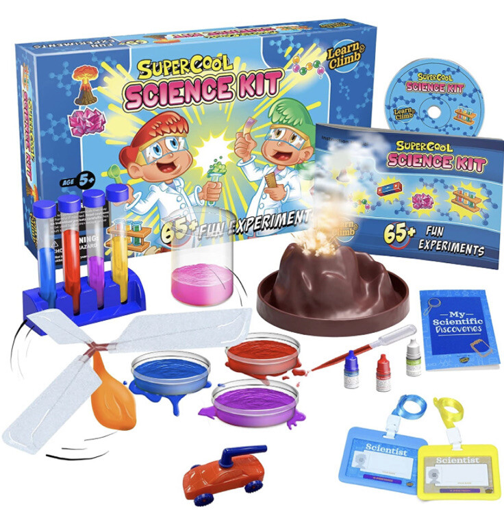 Learn & Climb 65 Science Experiment Kit for Kids Crystals Slime Volcano 5+ NEW