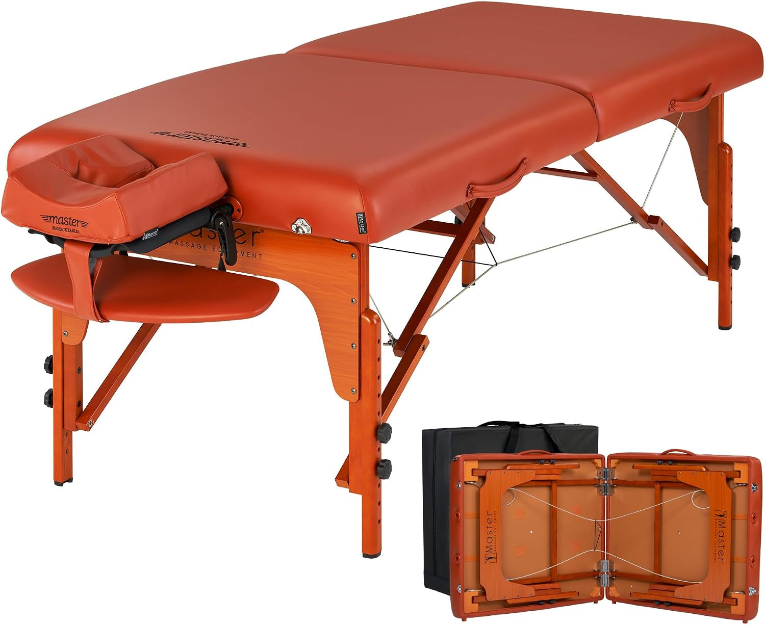 Portable 31” Massage Table with Memory Foam & Reiki Panels - Mountain Red