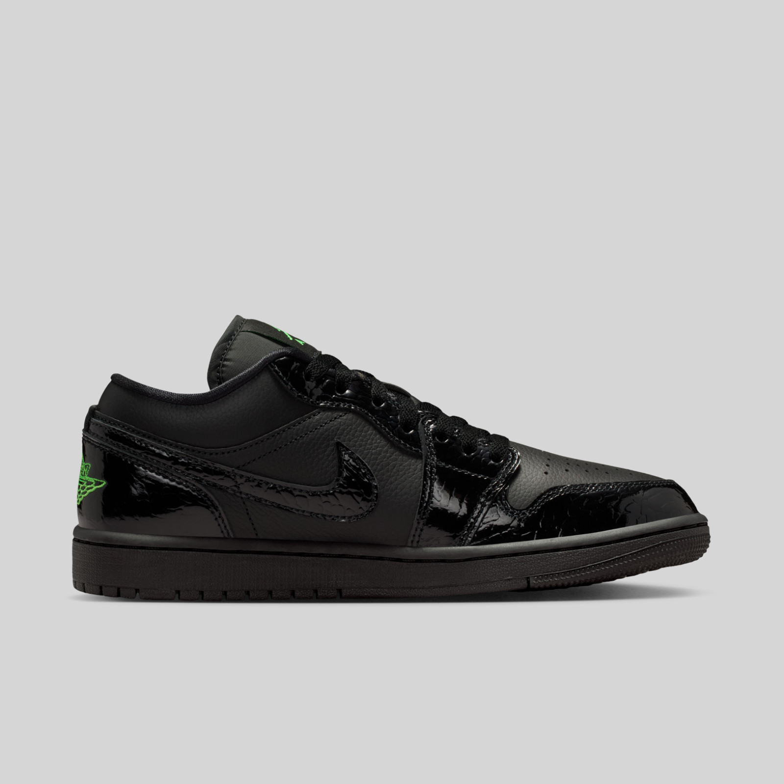 Nike Air Jordan 1 Low SE Black Croc Green IQ9701-010 Men's Size 10.5 Shoes