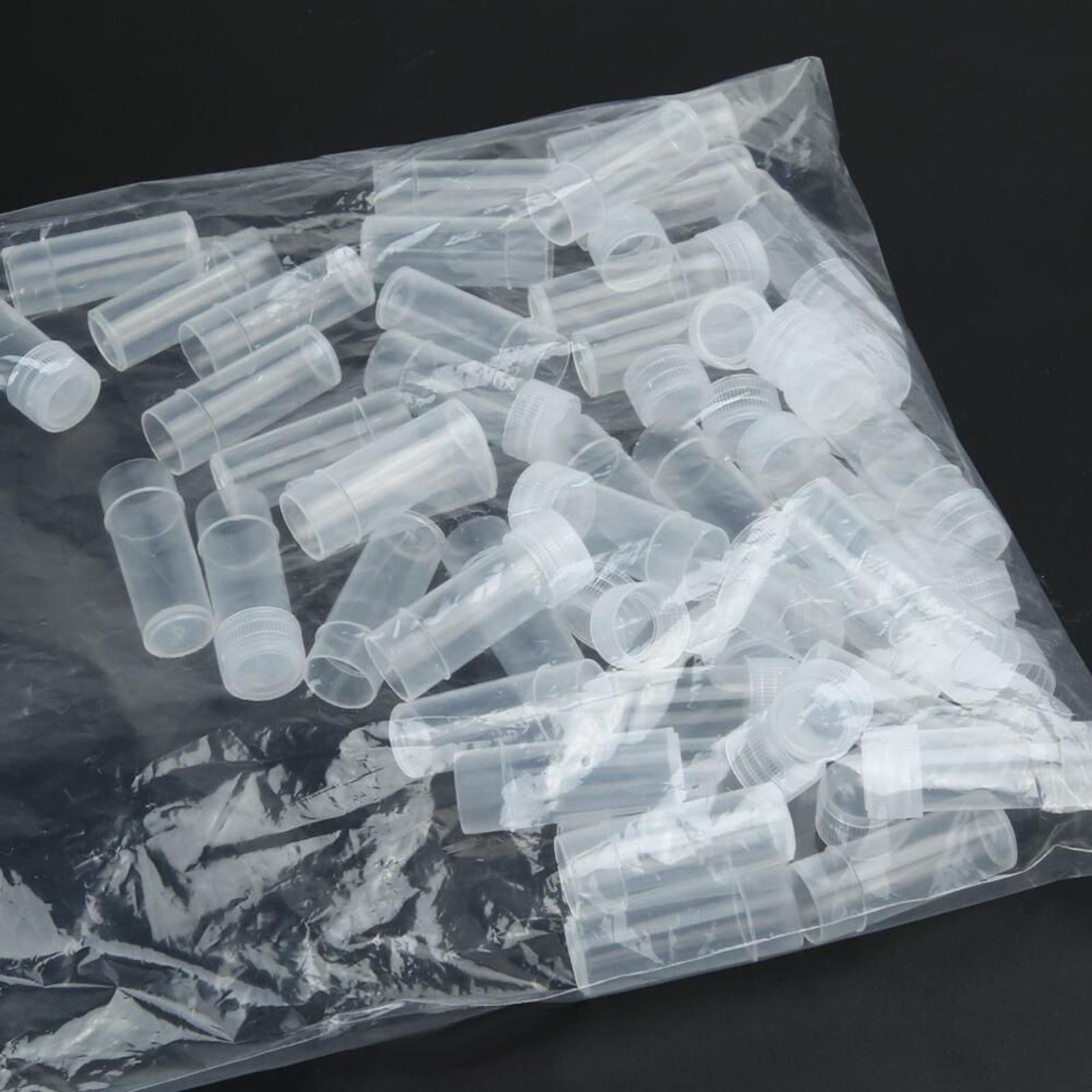 50Pcs 5ml Volume Plastic Small Bottle Vial Storage Container Sample Collection k