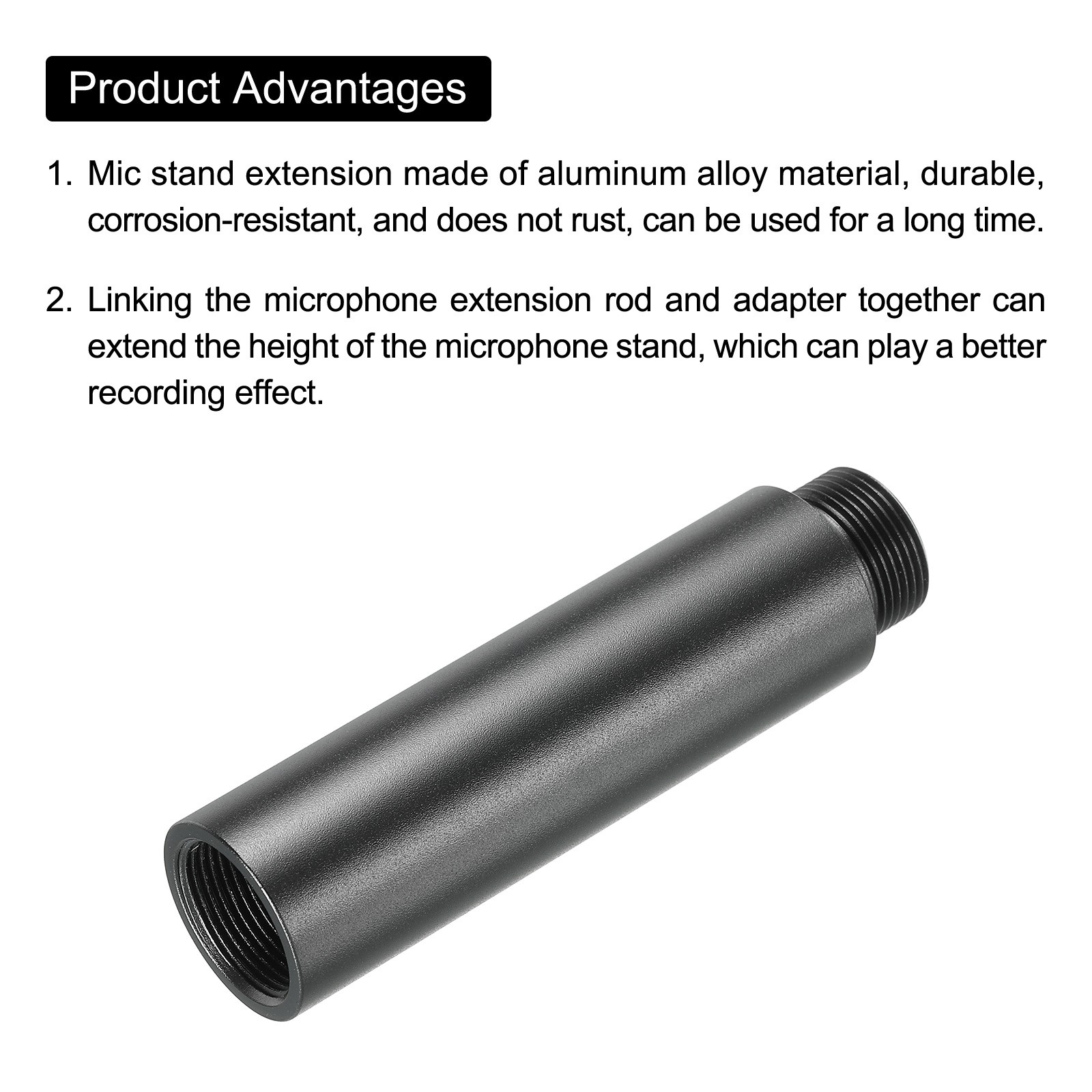 Mic Stand Extension Tube 5/8 Thread Microphone Extension Rod