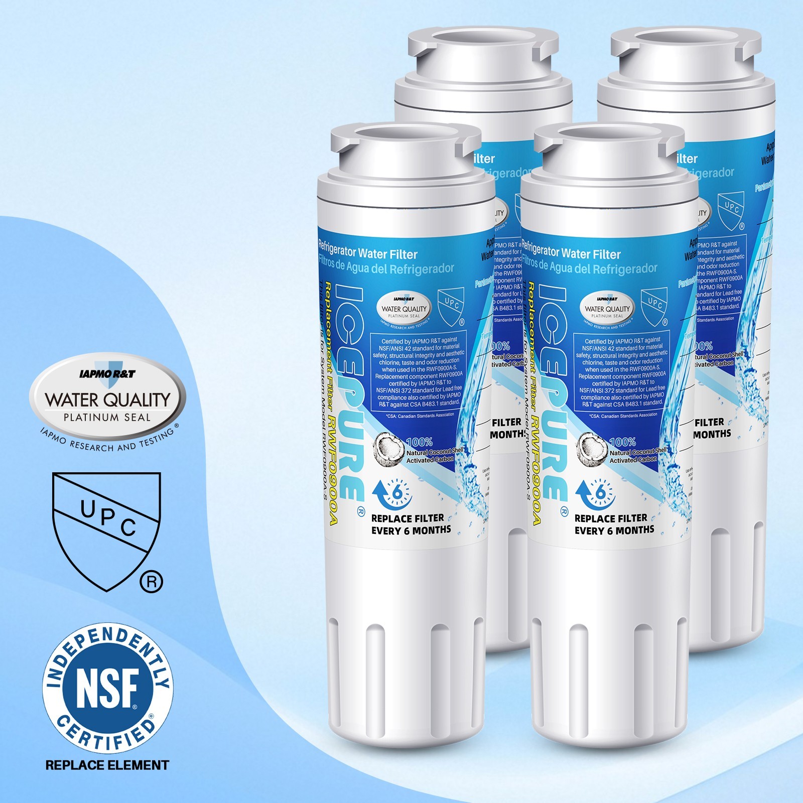 ICEPURE UKF8001 Compatible with 4396395, Maytag UKF8001,UKF8001AXX,RFC0900A,4pcs