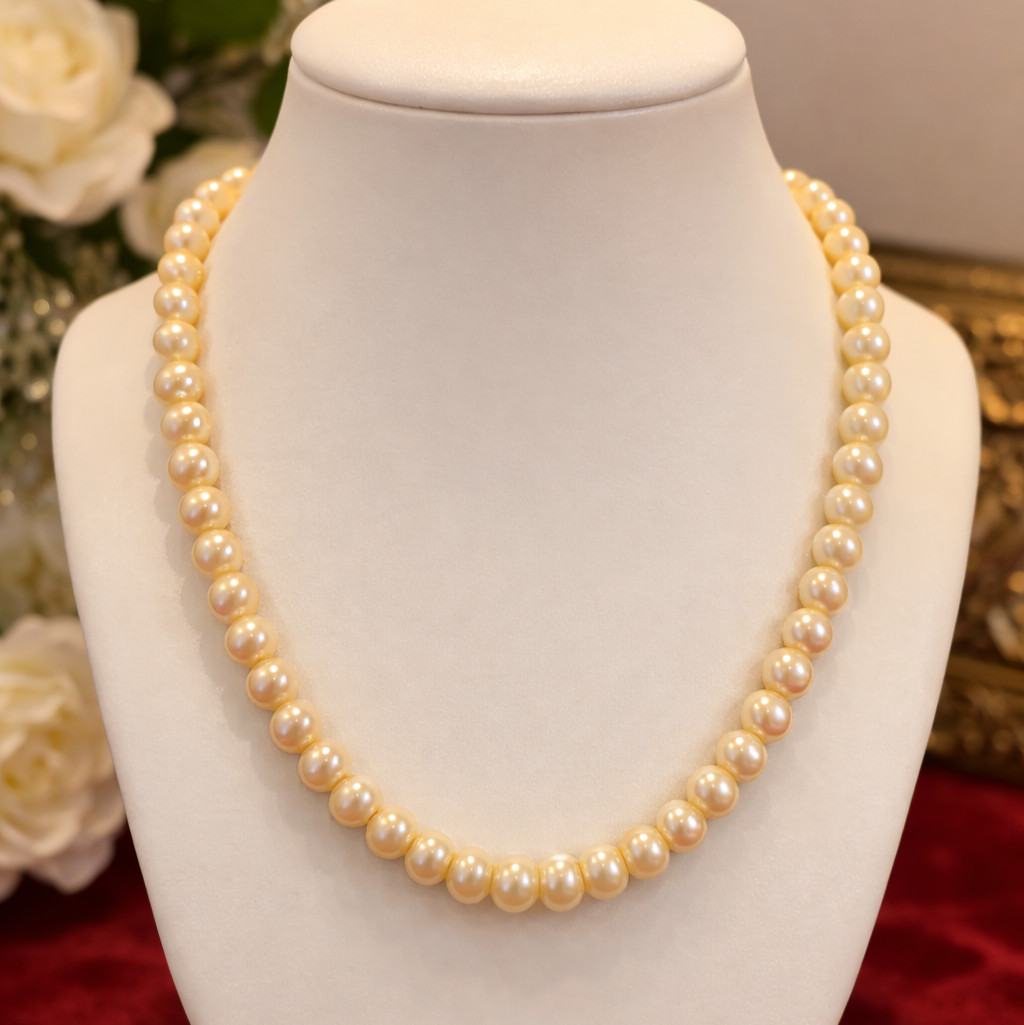 Classic Pearl Necklace Cream White Beaded Strand Vintage Style Jewelry
