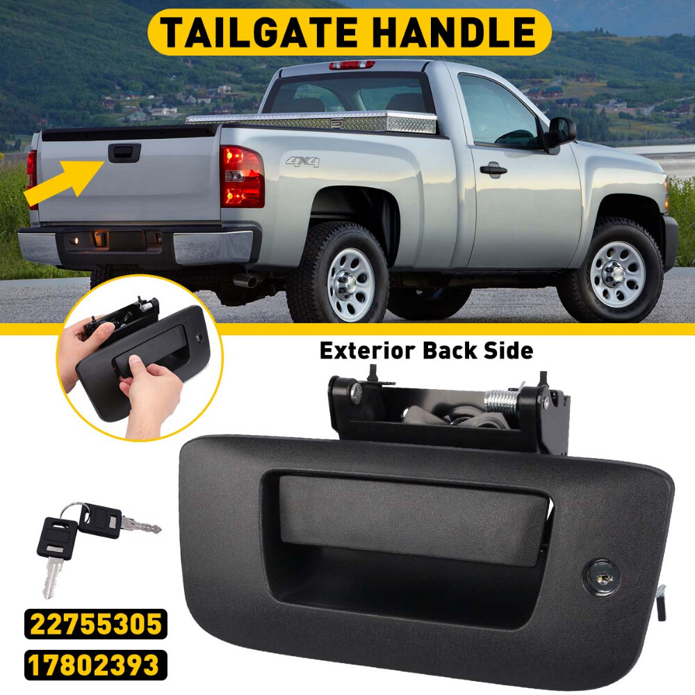 Tailgate Handle Latch w/Lock & Bezel For 2007-2014 Chevy Silverado GMC Sierra