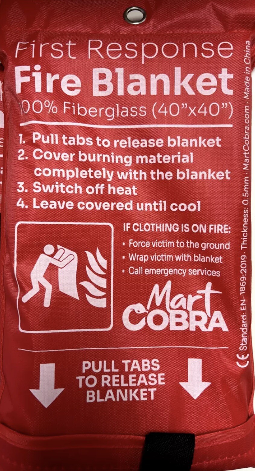 Mart Cobra Fire Blanket-Pack Of 2-for Home Safety 100% Fiberglass 0.5mmThickness