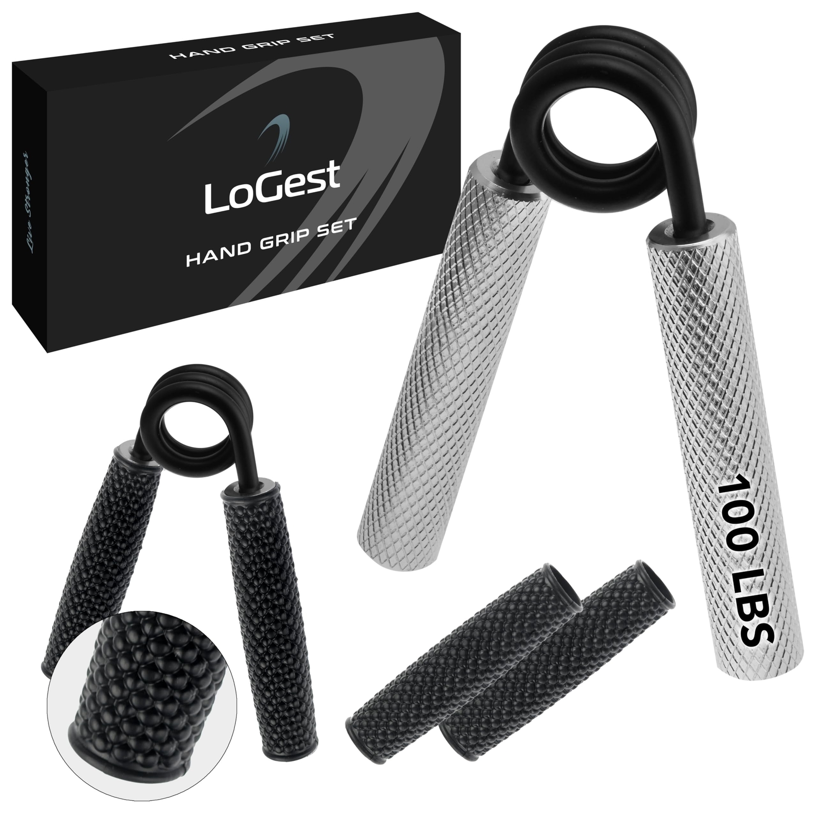 Logest Metal Hand Grip Strengthener 100LB-350LB No Slip Heavy-Duty Grip Stren...