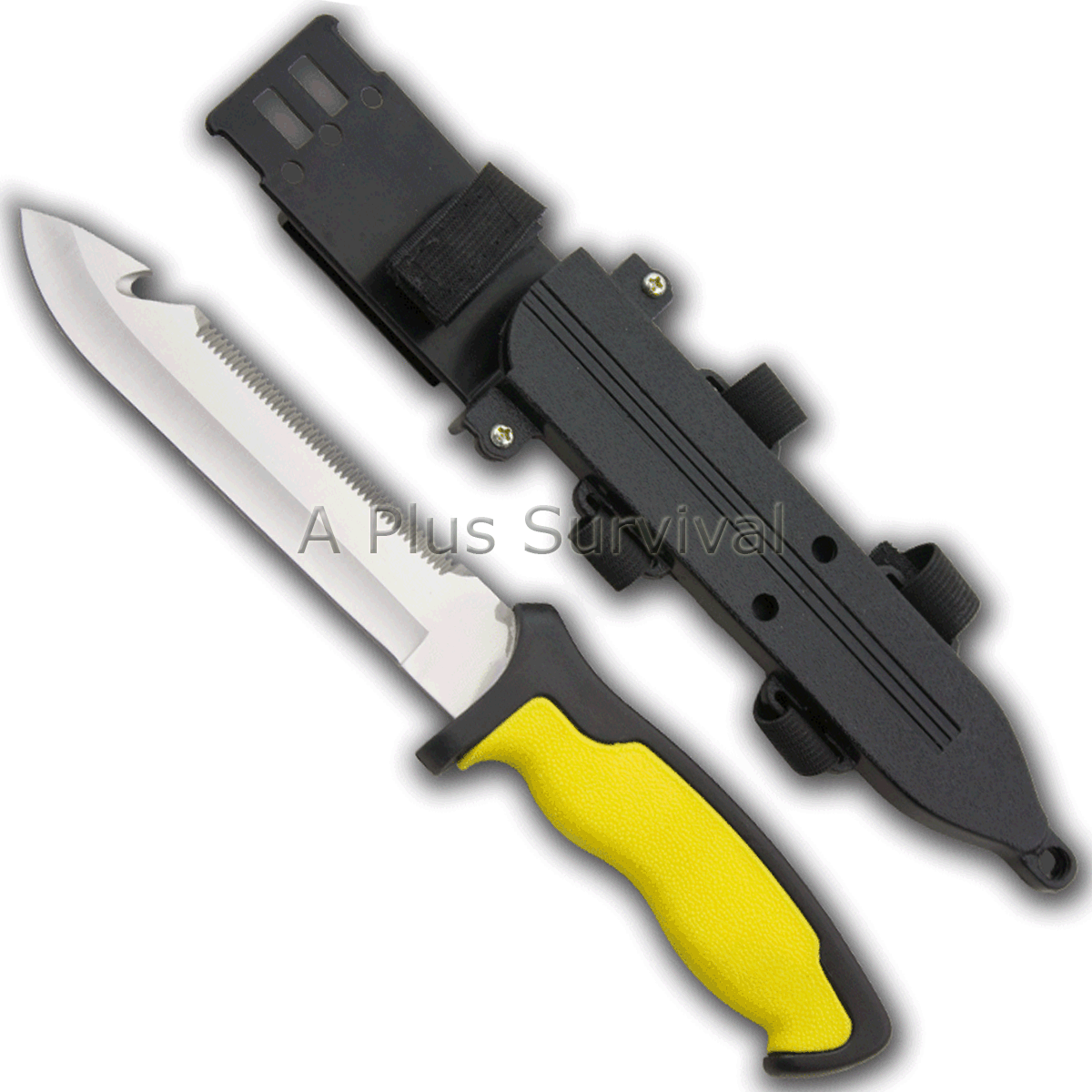 Fixed Blade Yellow Handle Diving Knife with Sheath