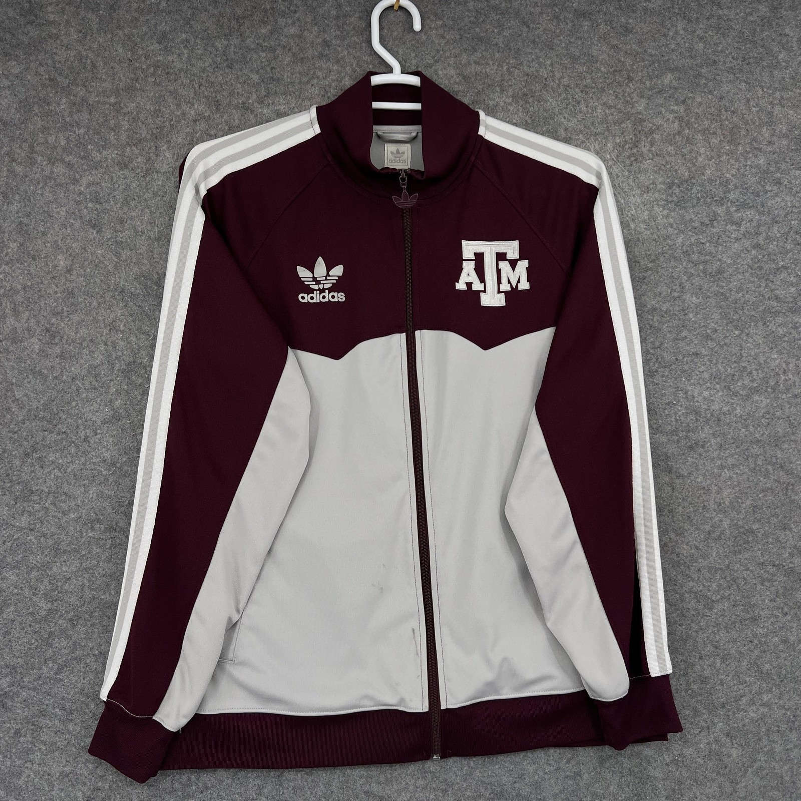 Texas A&M Aggies Jacket Mens M Red NCAA Football Adidas Track Jacket Full Zip