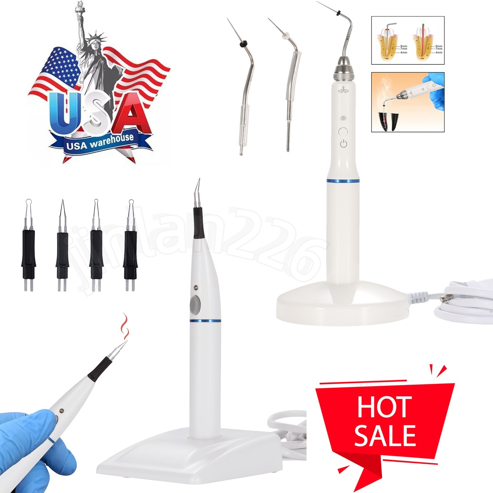Dental Obturation Pen ENDO Heated System+Gutta Percha Points /Teeth Gum Gutter