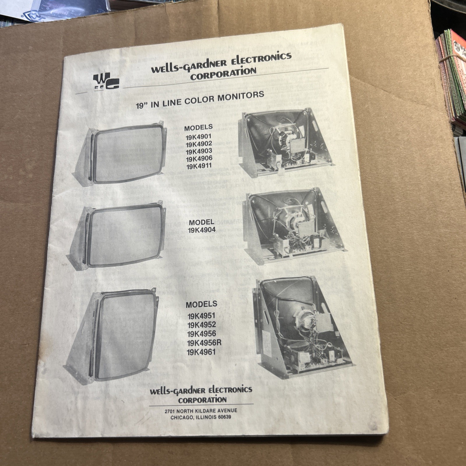 Wells Gardner 19K4901 19 K4951 Monitor arcade game owners manual