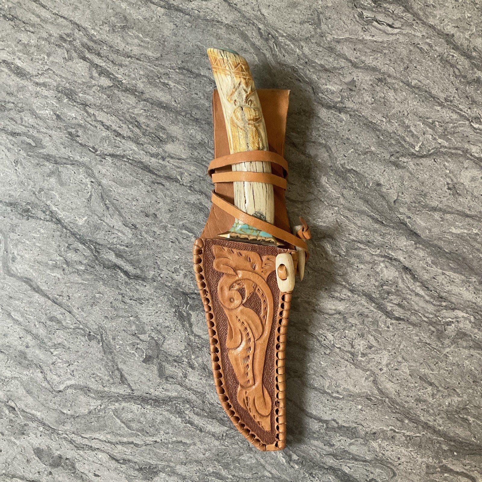 Native American Southwest Navajo Style Turquoise Inlay 11” Knife Wow Large #L3