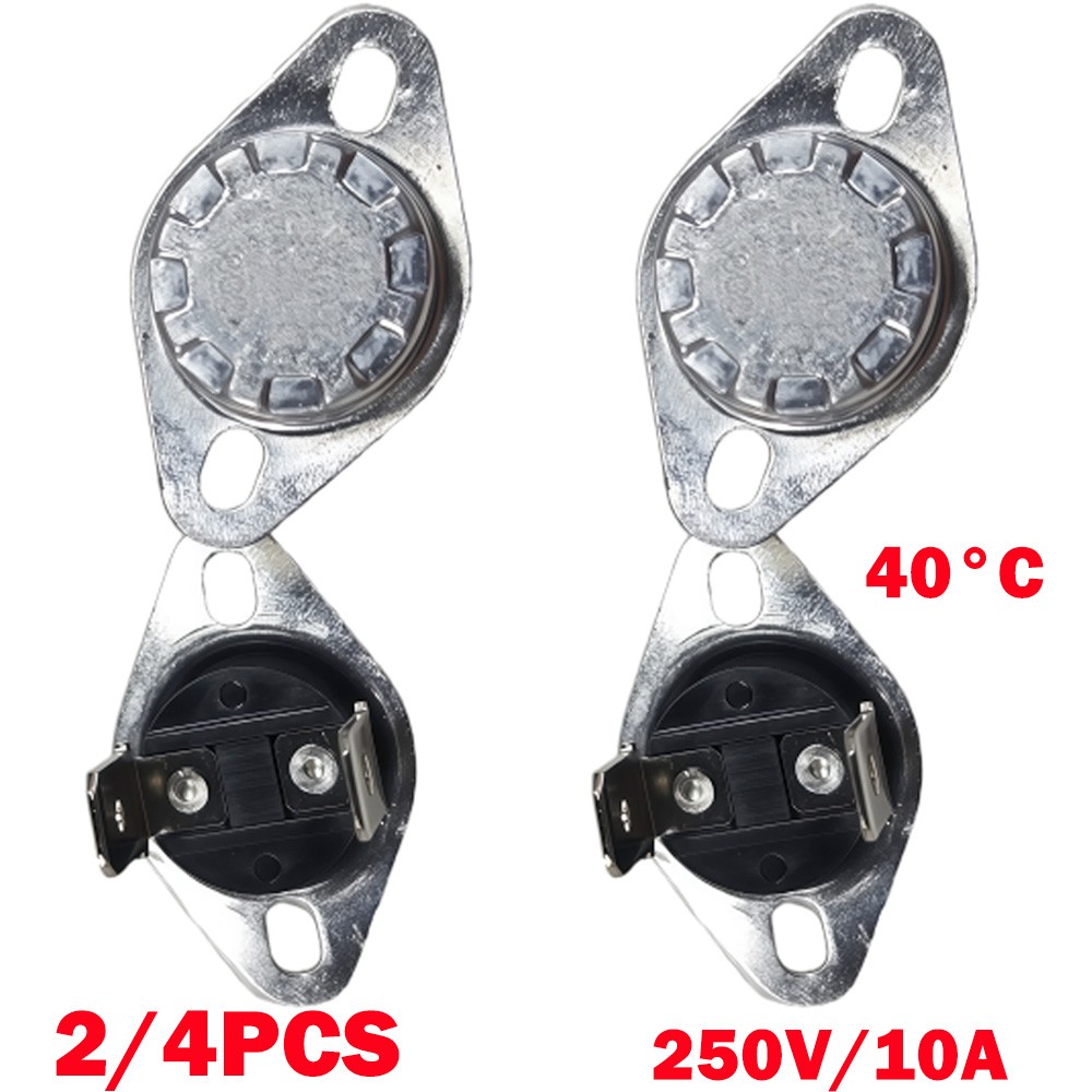 2/4Pcs Thermostat 40°C 10A Normally Closed NC Bent-Pin Temperature Switch 6.3mm