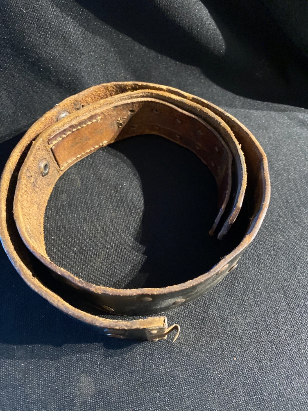 WW2 German Black Leather Belt with Rare Studs