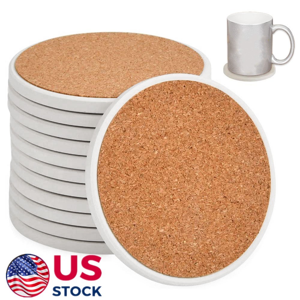 USA 144 Pack Sublimation Blanks 4.25'' Ceramic Tile Coaster w/ Cork Backing Pads