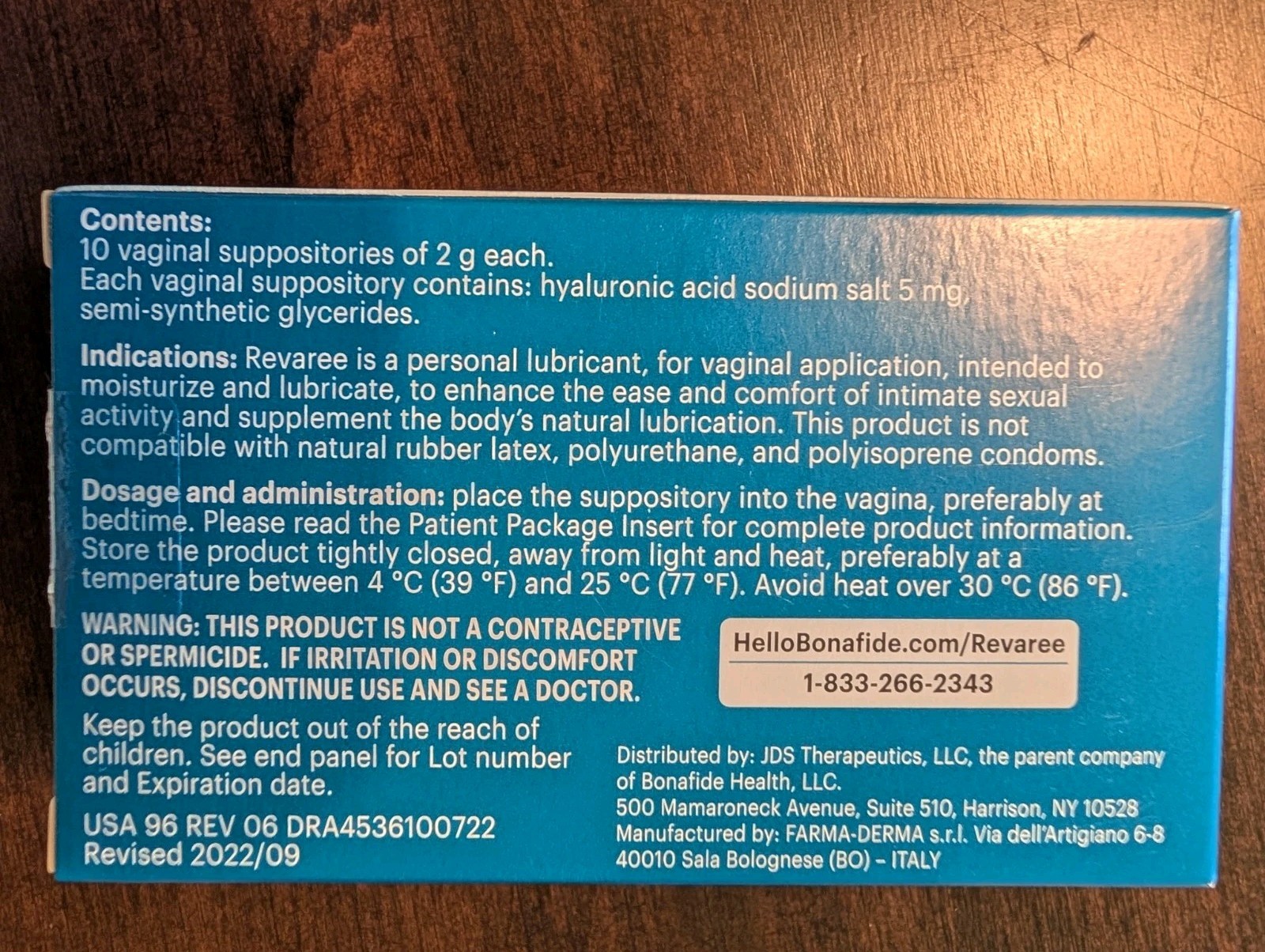 Bonafide Revaree 10pk Vaginal Moisturizer Suppositories