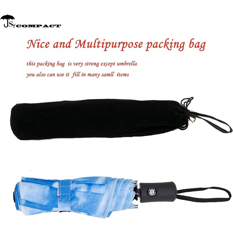 Durable Compact Travel Umbrella Windproof Waterproof Auto Open Close Lightweight