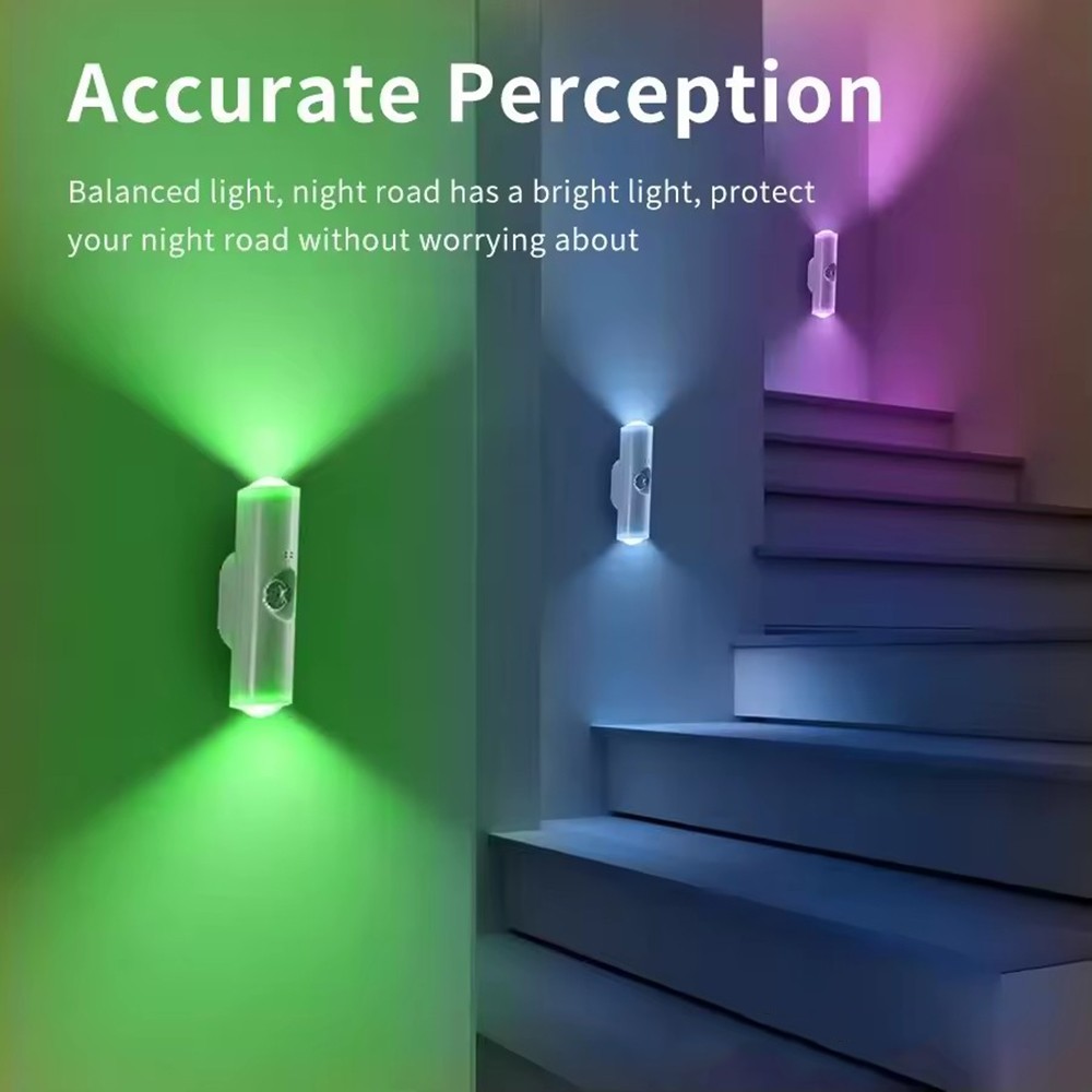 4-Pack Motion Sensor LED Night Light, Rechargeable Magnetic Wall Lamp, 7 Colors