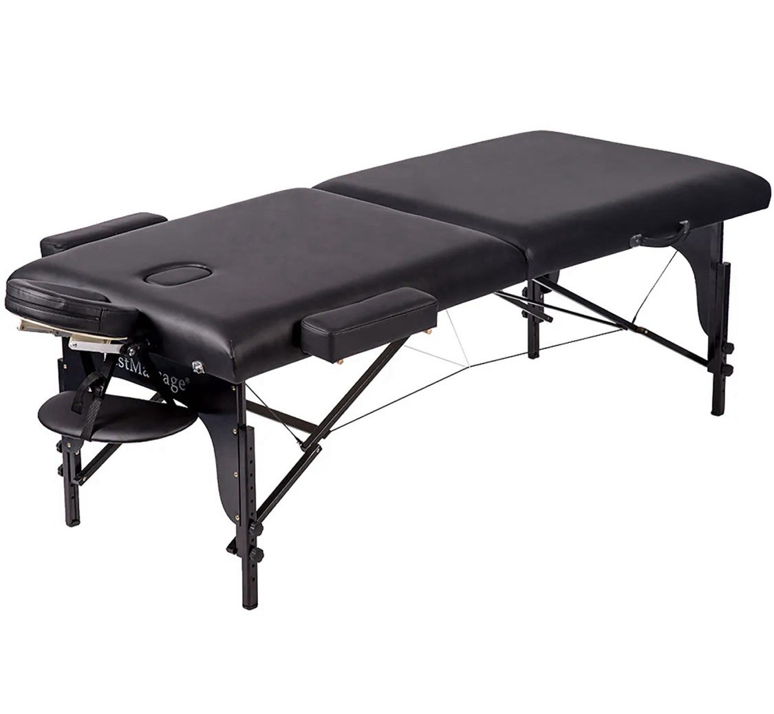 BestMassage STMassage Foldable Massage Table Black w/ Face Cradle Arms