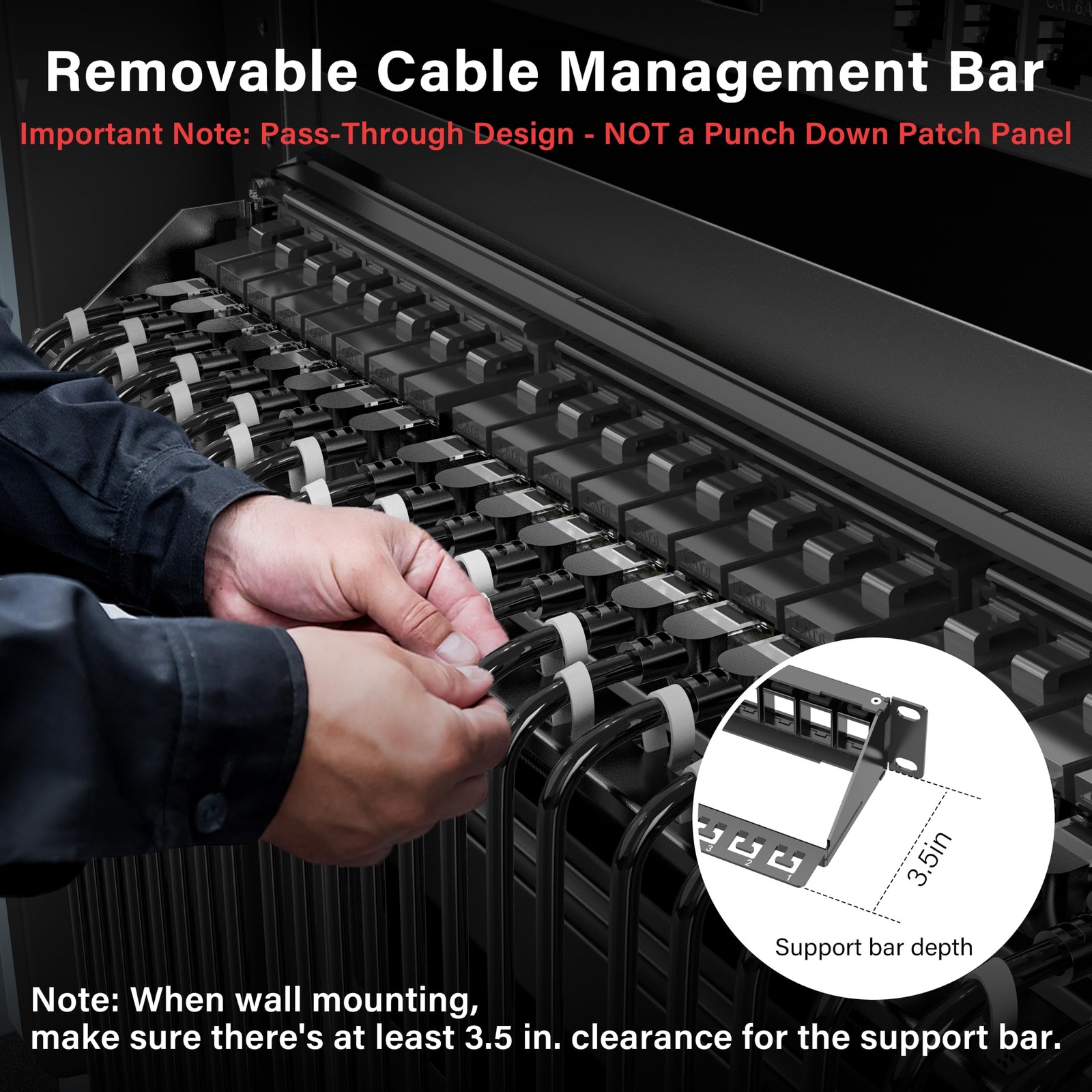 1U 24 Port 10Gbps Blank Patch Panel with Cable Management & Back Bar