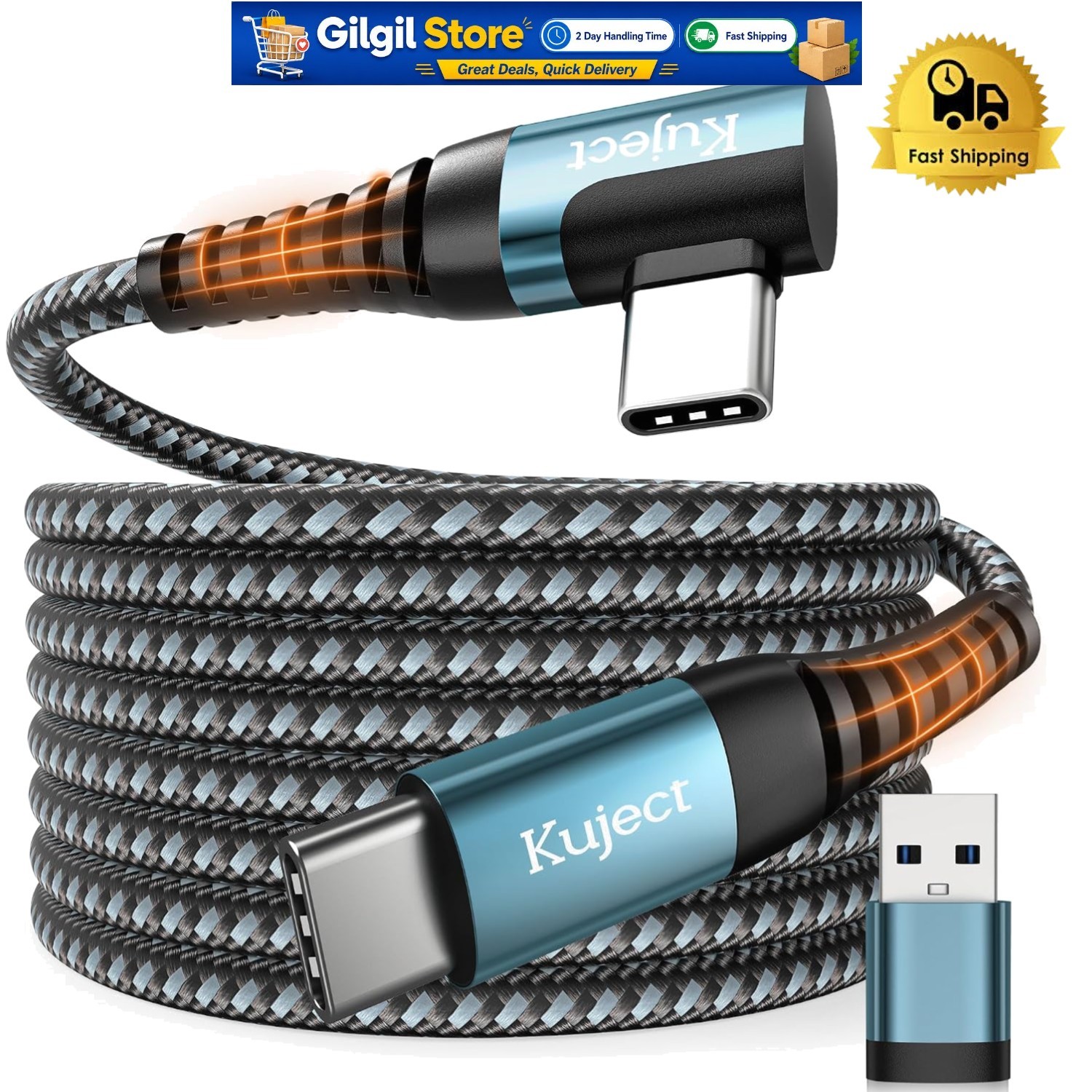 16FT Nylon Braided Link Cable for Quest 3/2/Pro & Pico 4 - High Speed USB 3.0