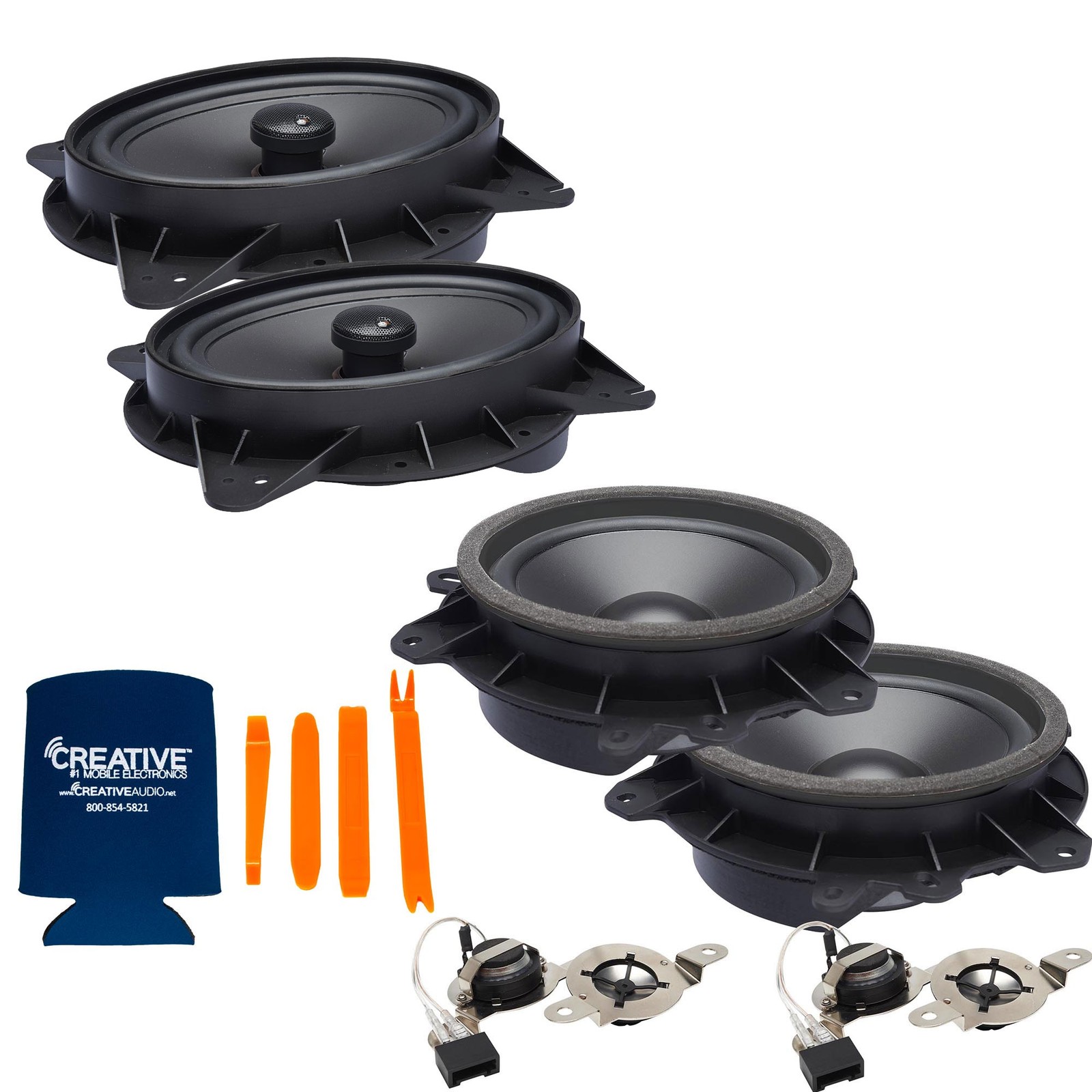 PowerBass OE Speakers with Front Tweeters Compatible With Toyota Corolla 03-08