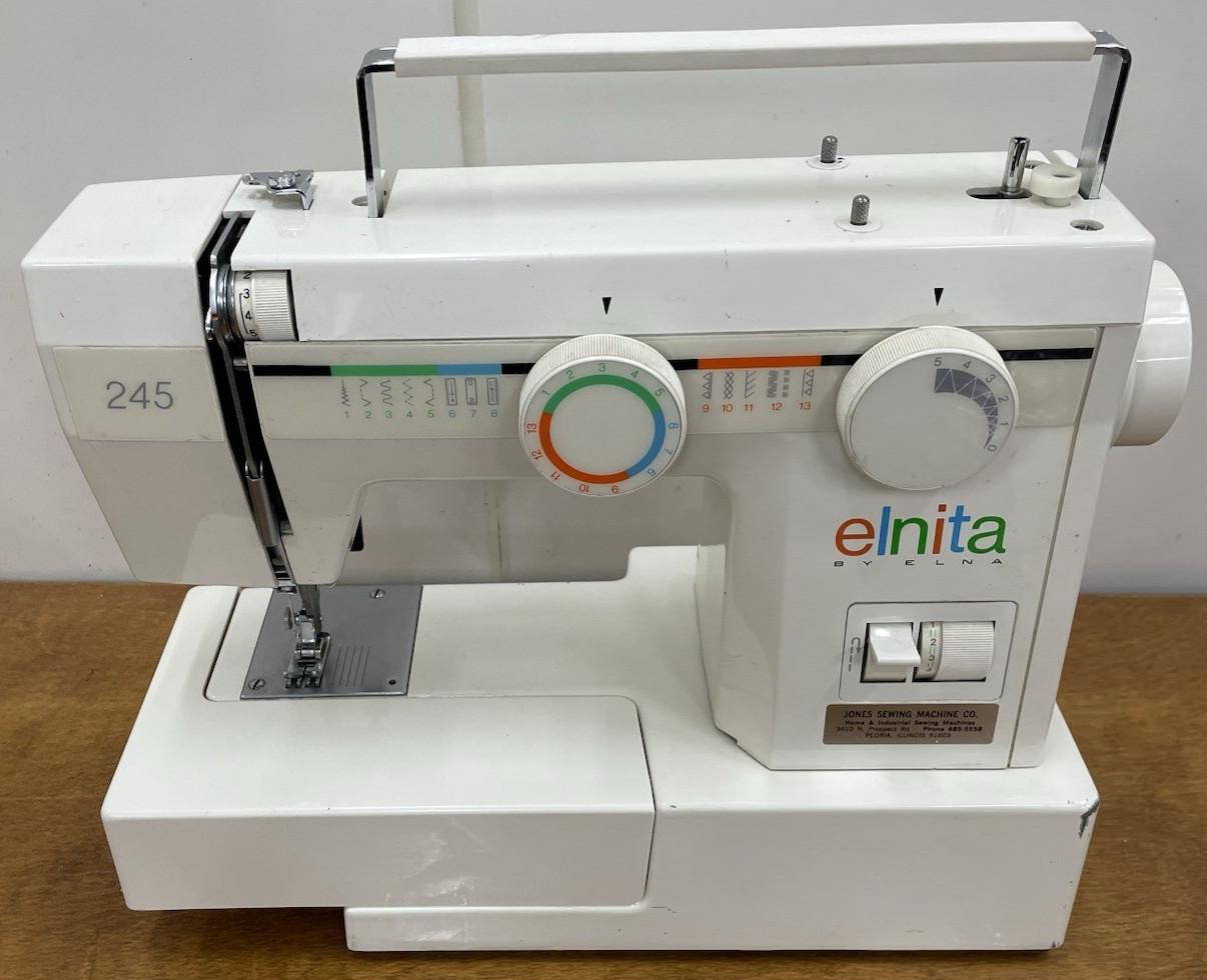 Elna Elnita 245 Sewing Machine (Missing Power Cord & 1 Rubber Foot) - UNTESTED