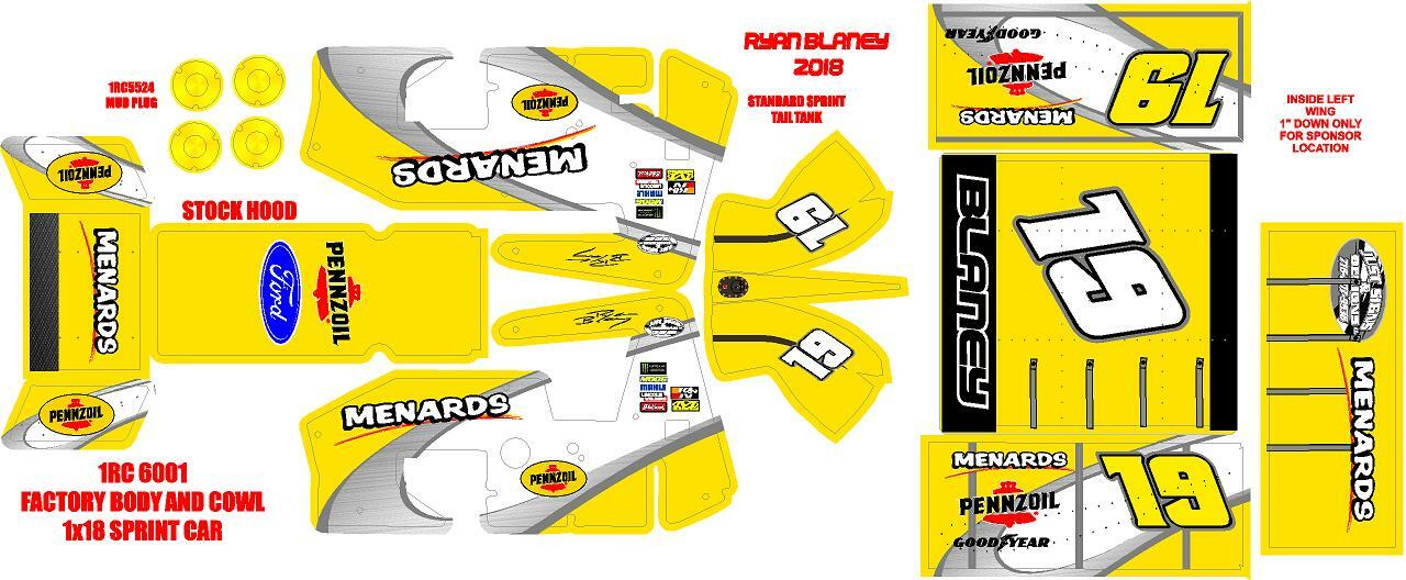 1RC SPRINT WRAP RYAN BLANEY 2018 THEME WRAP KIT