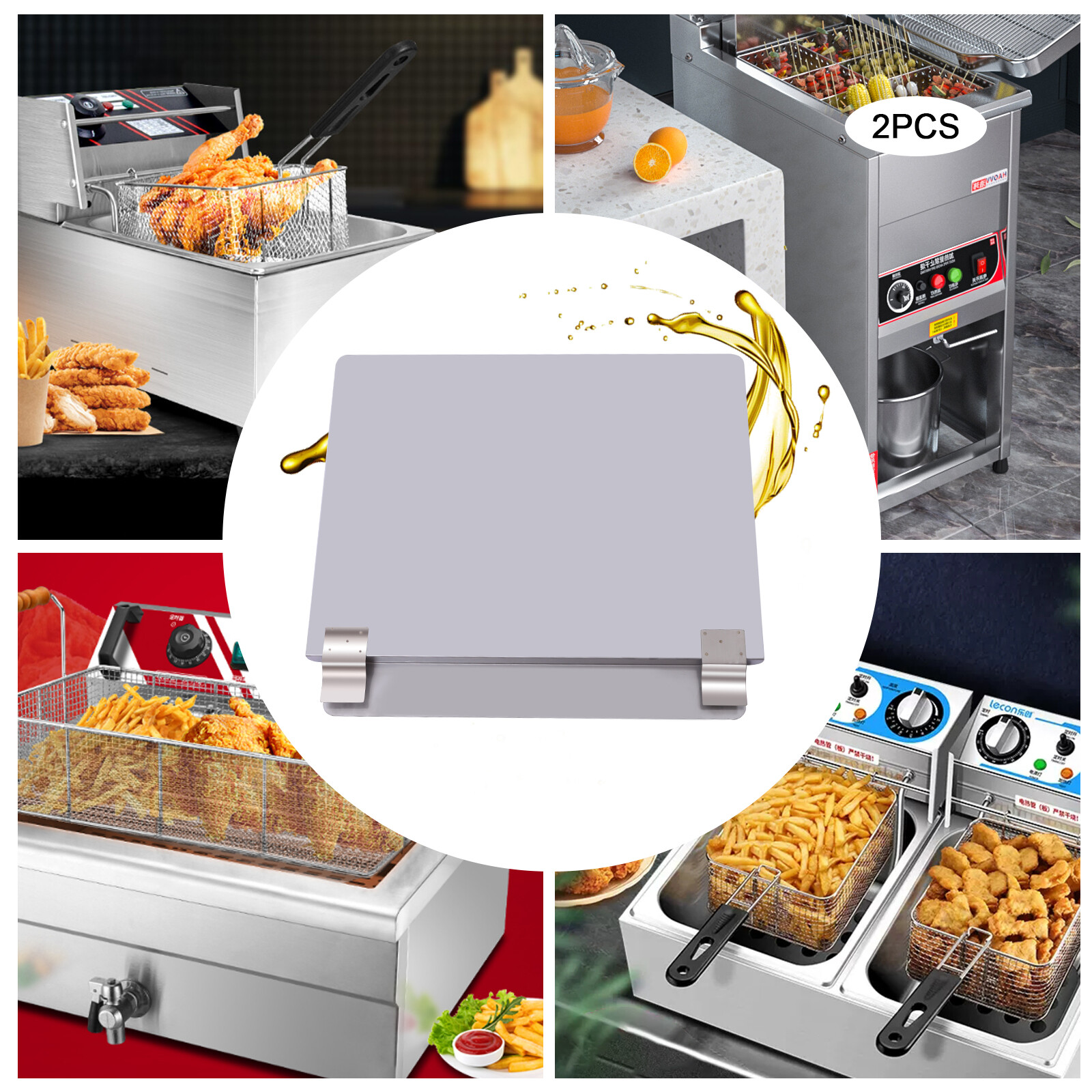 2-Pack Commercial Deep Fryer Splash Guard Stainless Steel Side Splash Guard Kit