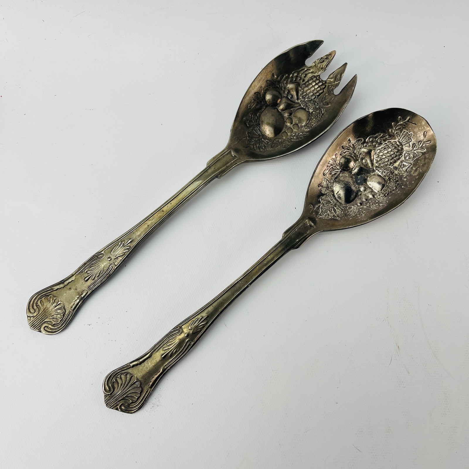 Vintage Flatware Salad Serving Fork and Spoon Set 8 11/16” L