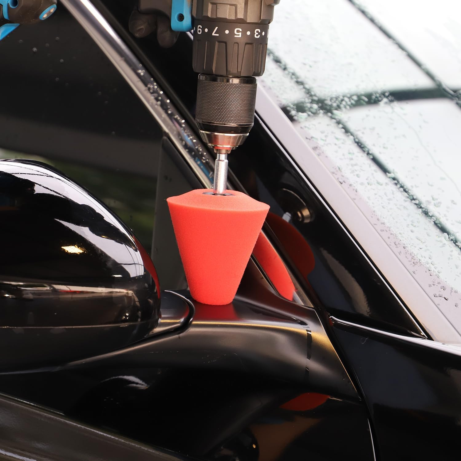 Polishing Cone, Car Wheel Hub Drill Buffing Sponge Pads Kit, Polishing Ball, 5