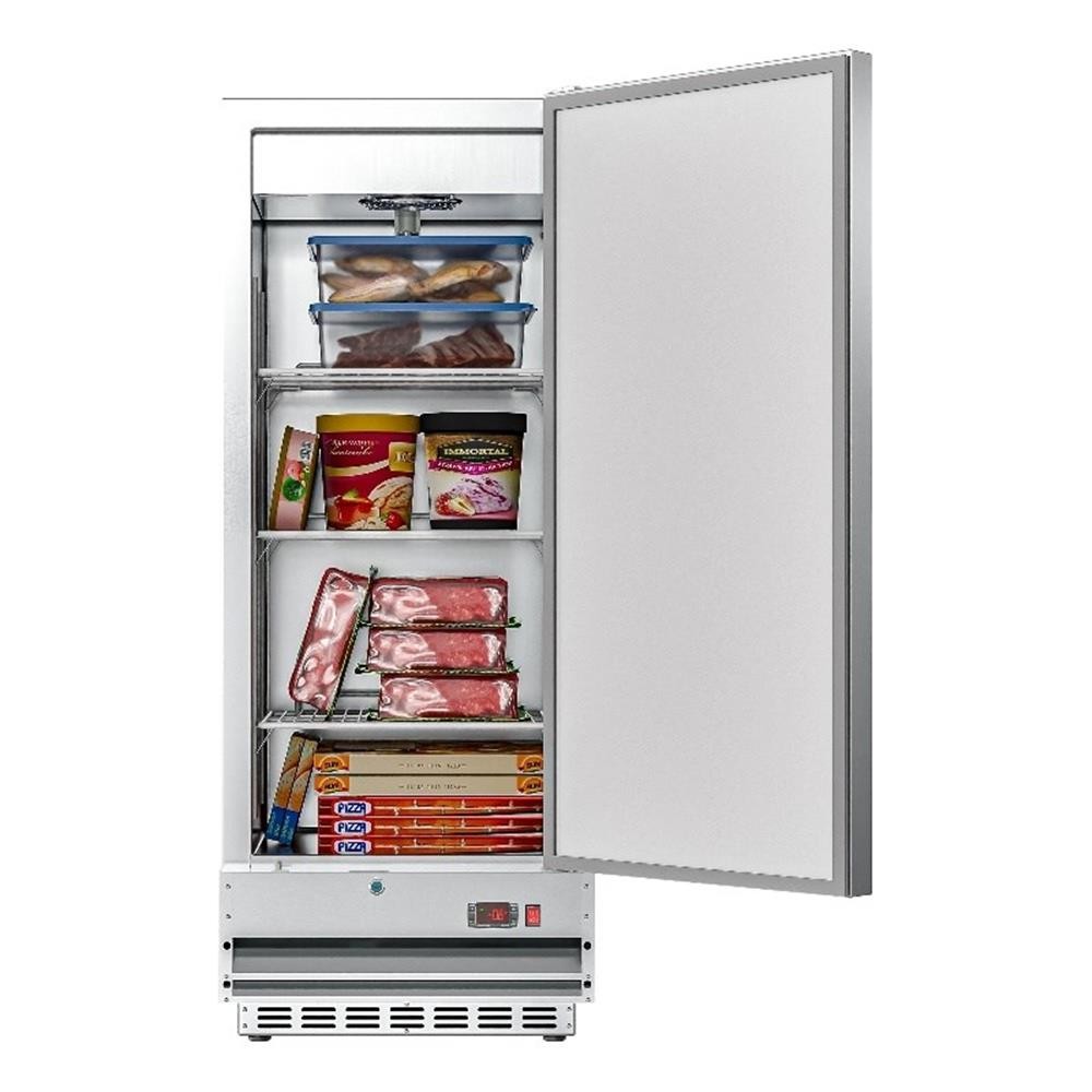 Pemberly Row 25 in. Commercial Stainless Steel 1-Door Reach-In Freezer in Silver