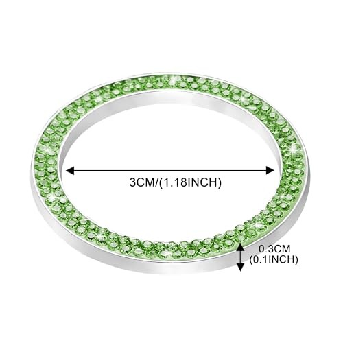 Light Green Bling Car Engine Start Button Cover - 2 Pieces - Ignition Ring