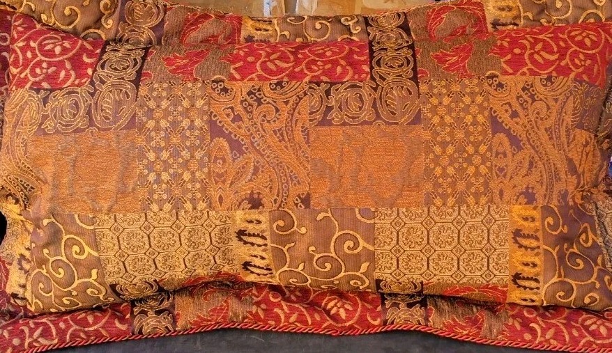 Croscill (2) Pair Pillow Shams Reds Gold Rust 43"X27" Boho Baroque