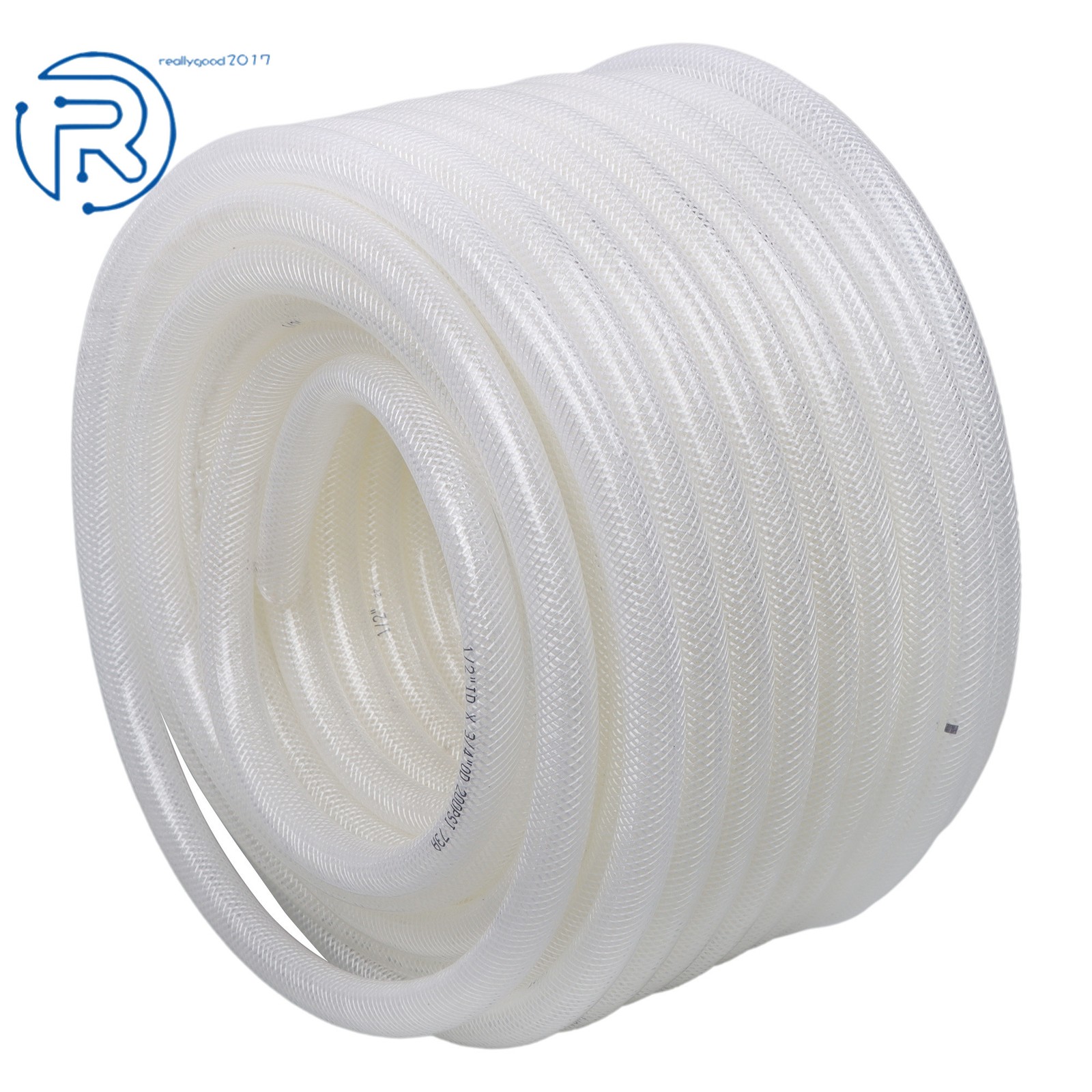 1/2" ID 100 ft Heavy Duty Braided Clear Plastic Vinyl Tubing PVC Tube Hose 15Bar